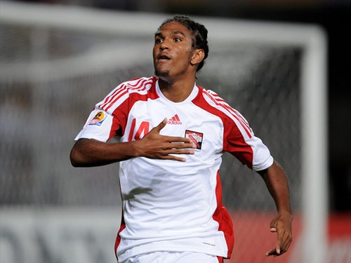 Photo: Trinidad and Tobago midfielder Jean-Luc Rochford celebrates after scoring against Egypt at the 2009 Under-20 World Cup.