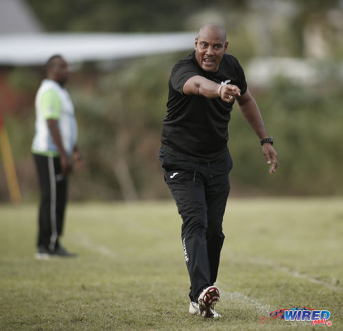 Photo: QPCC coach Shawn Cooper shows his frustration during TTSL action against Guaya United in Guayaguayare on 5 August 2018. (Copyright Annalicia Caruth/Wired868)