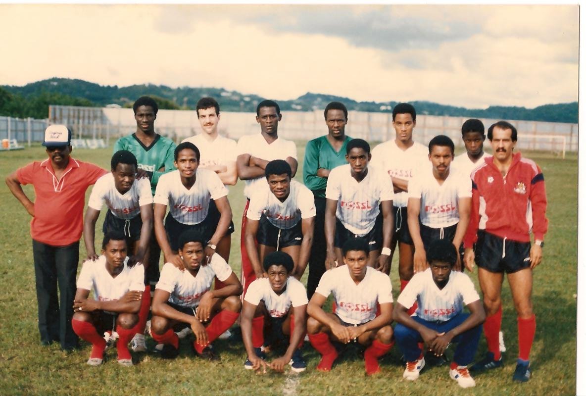 Coach Hannibal Najjar far right and his team from the 80's.