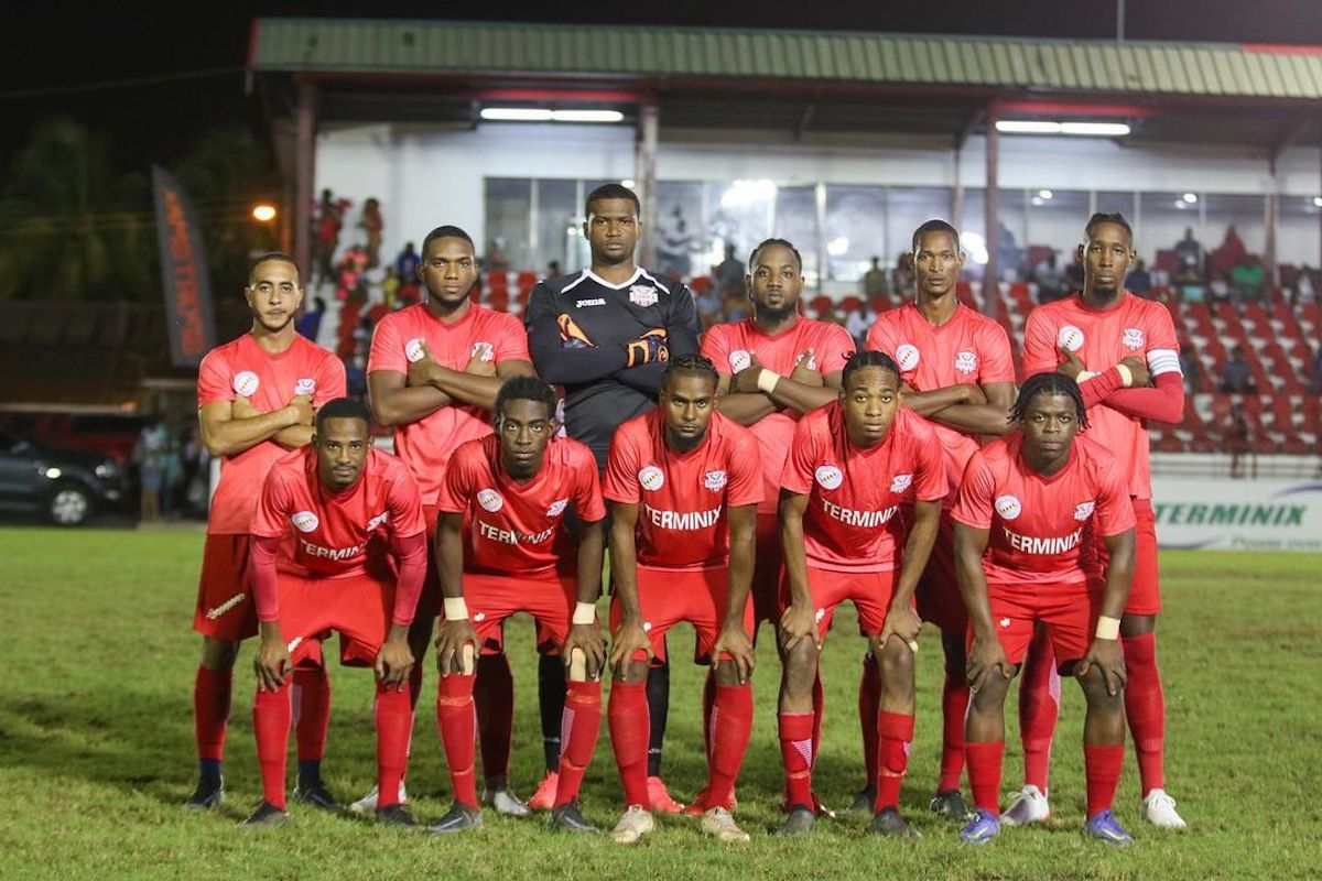 La Horquetta Rangers pose for a team photo before facing Central Soccer World at phase 2 La Horquetta Recreational Ground on June 18th 2022.