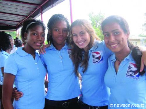 TRINIDAD and Tobago Women U-17 footballers, from left, Keri Myers, Victoria Swift, Lauren Schmidt and Rehana Omardeen. (PHOTO - T&T Newsday).