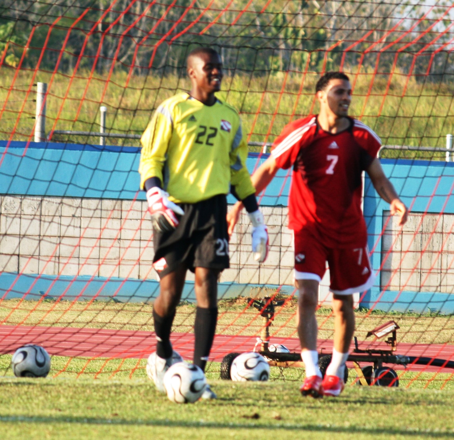 Marvin Phillip and Carlos Edwards in Training for the Soca Warriors