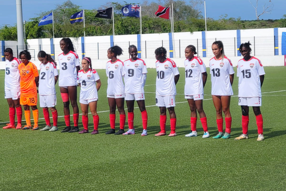 The Trinidad and Tobago Women U-17 team at the 2023 Concacaf Women's U-17 Qualifyiers in Curaçao.