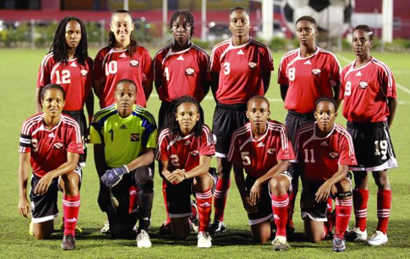 T&T’s Senior Soca Princess in a team shot ahead of a Caribbean Football Union Second Round Qualifying encounter at the Marvin Lee Stadium, Macoya last month. (Photo- T&T Guardian).