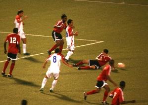 T&T vs Costa Rica, Unde 17 action at the Marvin Lee Stadium.