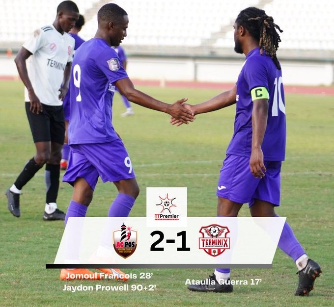Jaydon Prowell’s last-minute goal gives AC Port of Spain 2-1 win vs Rangers.