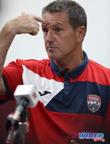 Photo: Trinidad and Tobago Men’s National Senior Team head coach Terry Fenwick gestures to the media after training at the Police Barracks in St James on 3 July 2020. (Copyright Allan V Crane/CA-Images/Wired868)