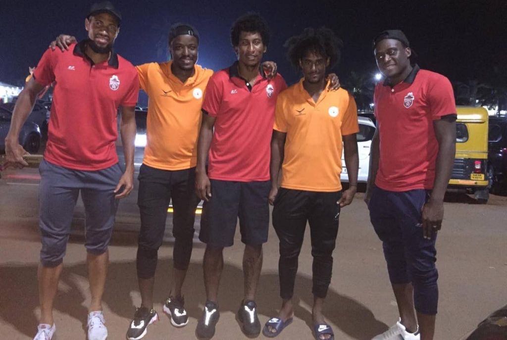 T&T footballers (from left) Randanfah Abu Bakr, Marvin Phillip, Willis Plaza, Taryk Sampson and Robert Primus.