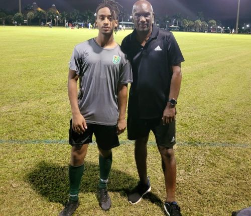 Photo: NACTM director Ashton Baptiste (right) and aspiring Trinidad and Tobago international player Jonathan Godette. (via NACTM)