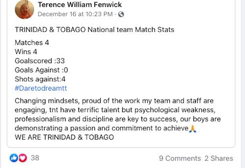 Image: Soca Warriors head coach Terry Fenwick updates fans on the activity of the national senior team.