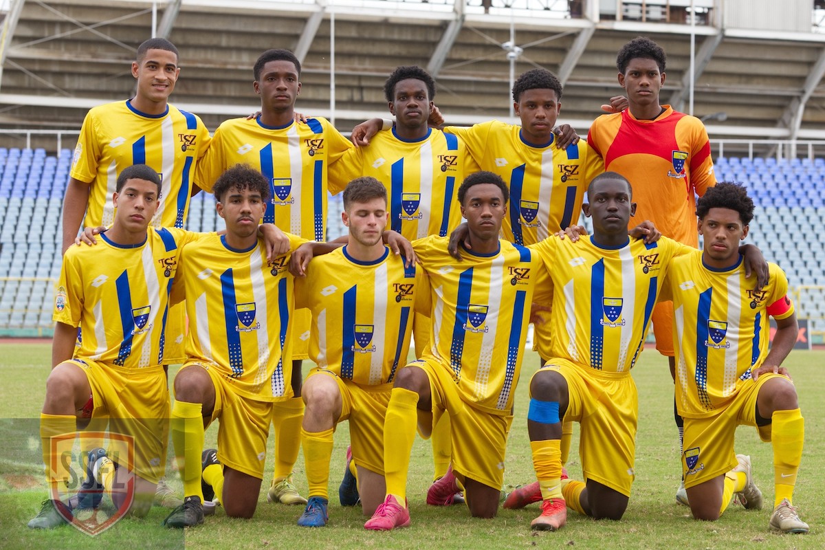 Fatima College pose for a team photo before their National Intercol Final clash against St. Benedict's College at the Hasely Crawford Stadium on December 7th 2022.
