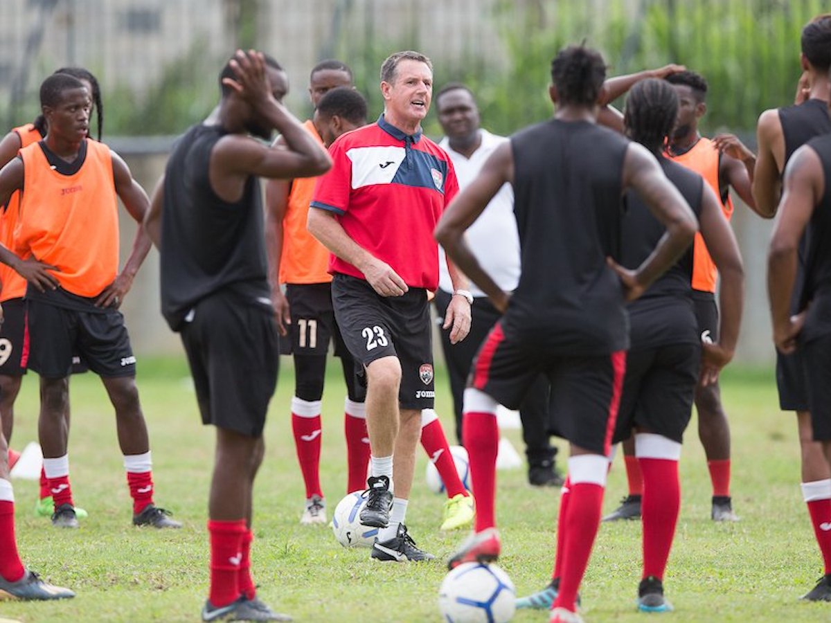 Head Coach Terry Fenwick conducts his first full training session at the Police Barracks, St. James on Friday, July 3rd 2020