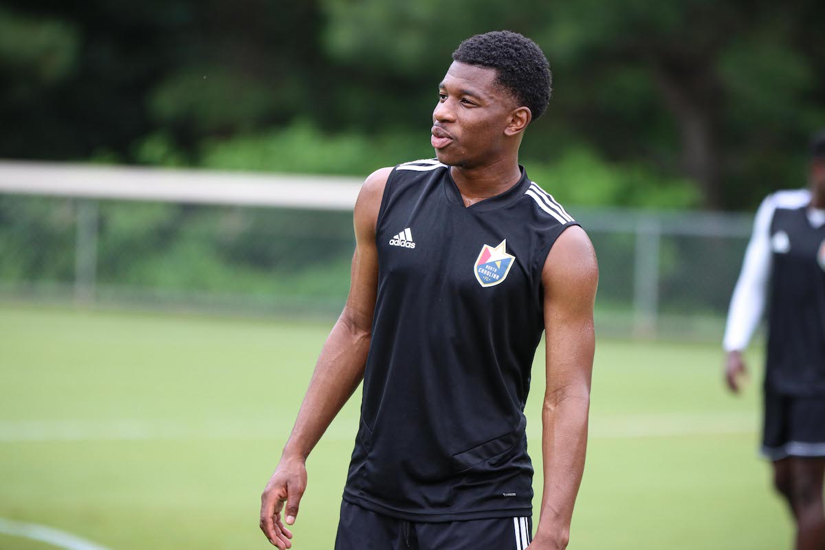 Dre during training with his club North Carolina FC