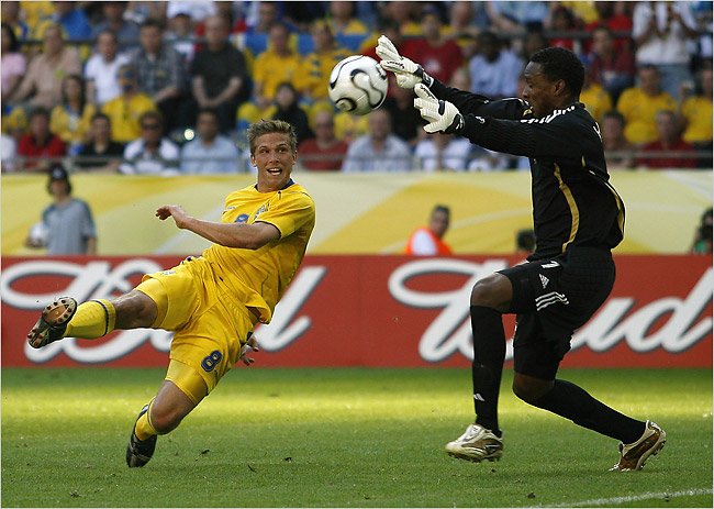 Shaka Hislop vs Sweden at the 2006 FIFA World Cup in Germany.