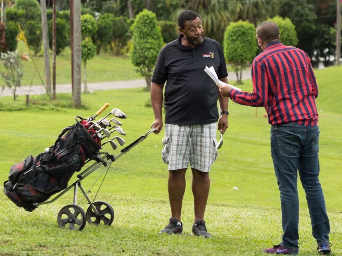 Guardian Media Lead Editor, Investigative Mark Bassant grills former TTFA president David John-Williams during an interview at the Brechin Castle Golf Course, Couva, recently. PHOTO: Abraham Diaz