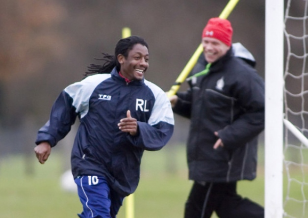 Russell Latapy and John Hughes during 'Yogi''s spell at Falkirk.