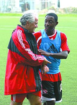 Soca Warriors interim coach, Russell Latapy, right and his assistant Zoran Vranes