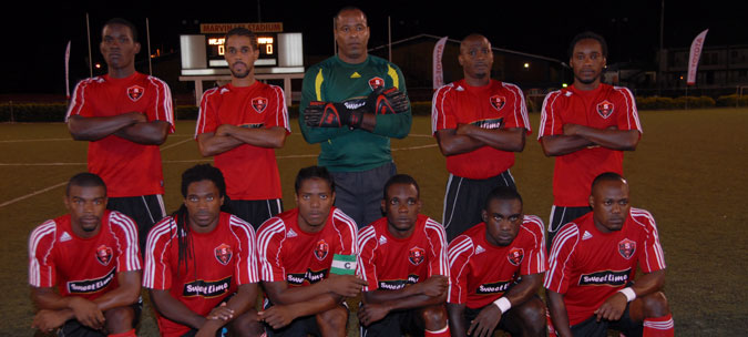 BACK ROW - From Left: - Trevin Caesar, Kerry Noray, Clayton Ince, Cyd Gray, Nigel Daniel, FRONT ROW - From Left: - Shandel Samuel, Leslie Fitzpatrick, Coneal Thomas (capt), Rennie Britto, Aquil Selby, Lyndon Andrews.