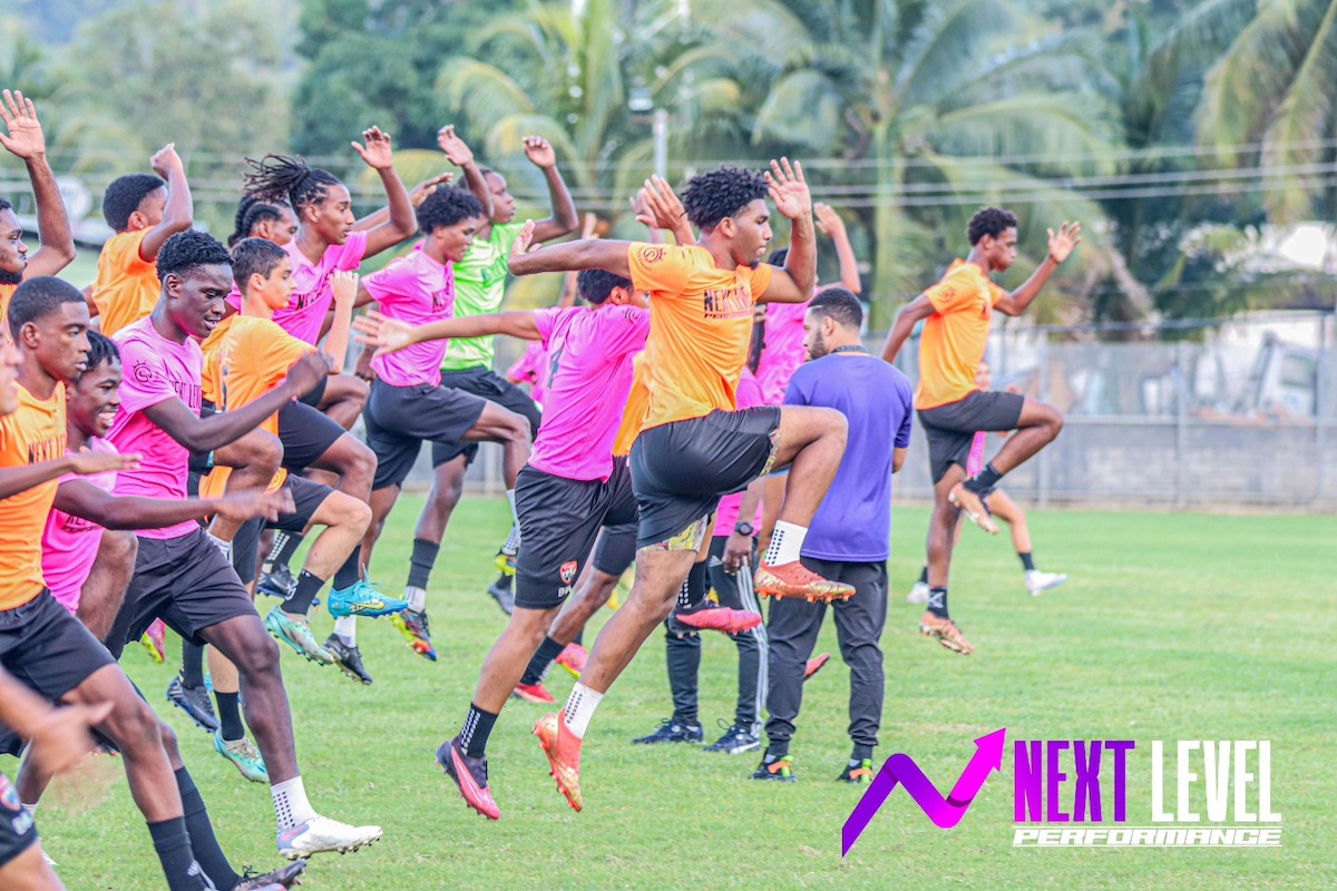 Players go through their paces on the first day of the combine half by Next Level Performance at the Diego Martin Sporting Complex on Monday, December 11th 2023.
