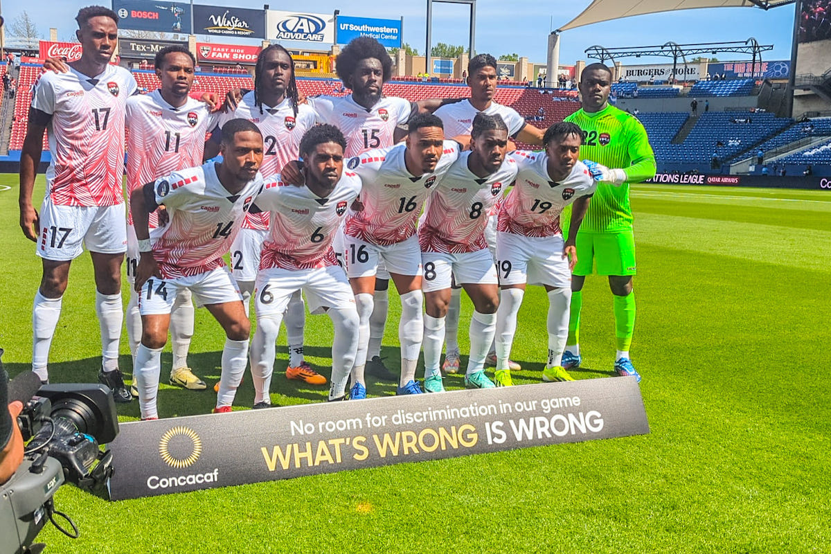 Trinidad and Tobgo's starting eleven pose for a team photo ahead of a Copa America play-in match against Canada at the Toyota Stadium, Frisco, TX on March 23rd 2024.