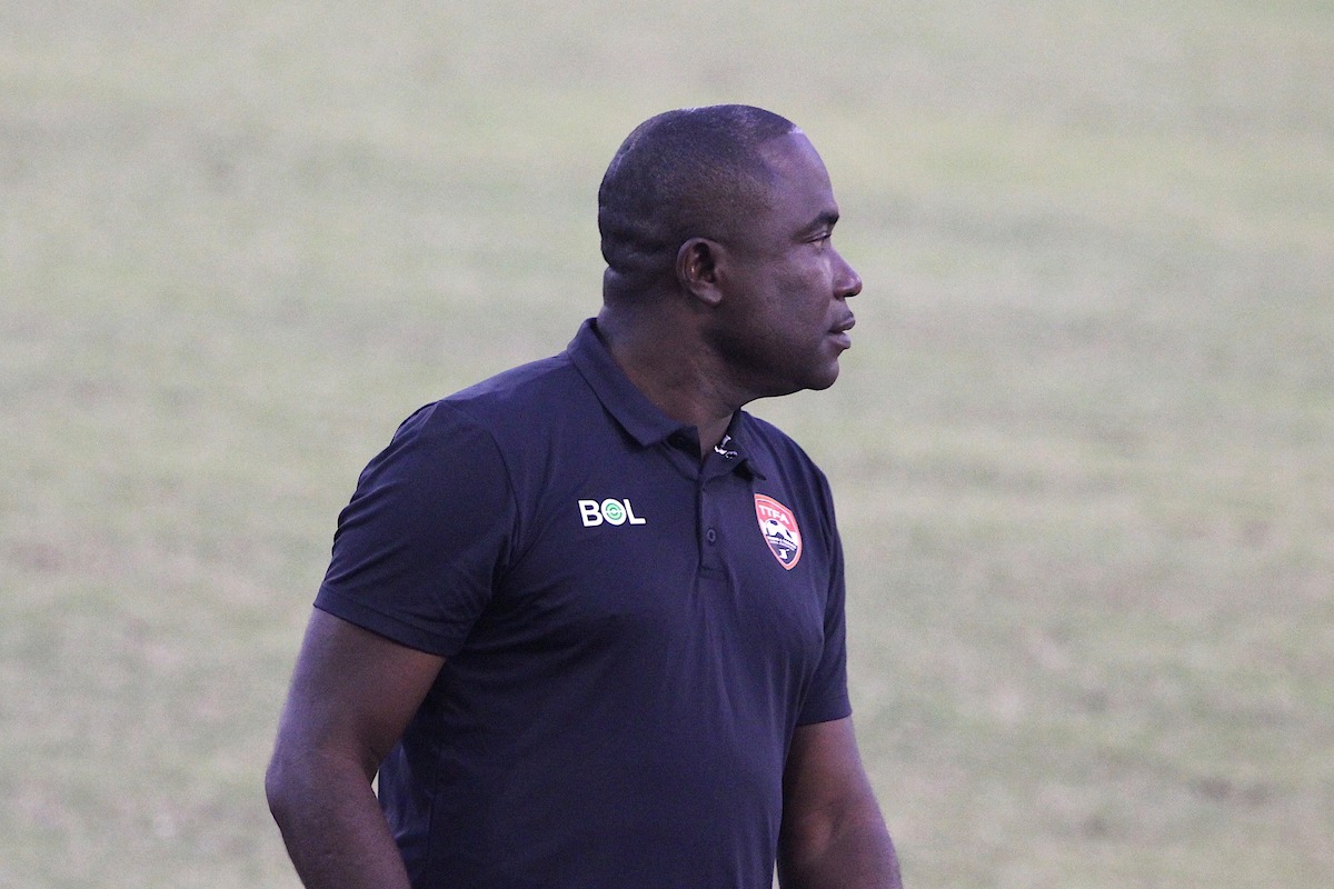 Trinidad and Tobago Head Coach Angus Eve looks on during an international friendly against Saint Martin at the Hasely Crawford Stadium on Sunday, January 29th 2023.