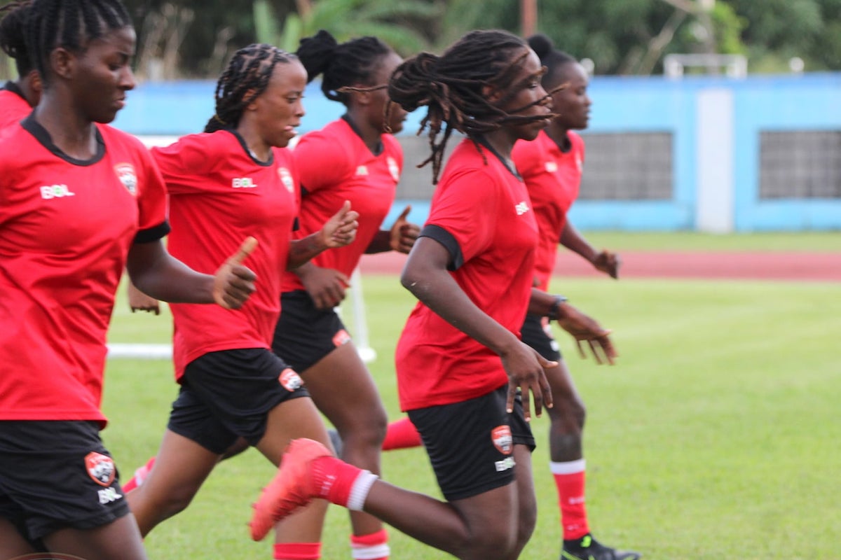 Trinidad and Tobago Women's Senior Team training at at the Ato Boldon Stadium, Couva on March 12th 2022