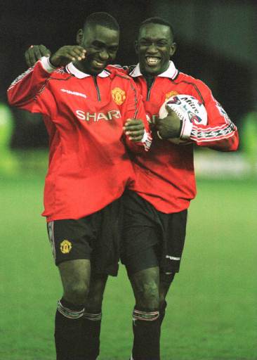 Andy Cole and Dwight Yorke in better days.