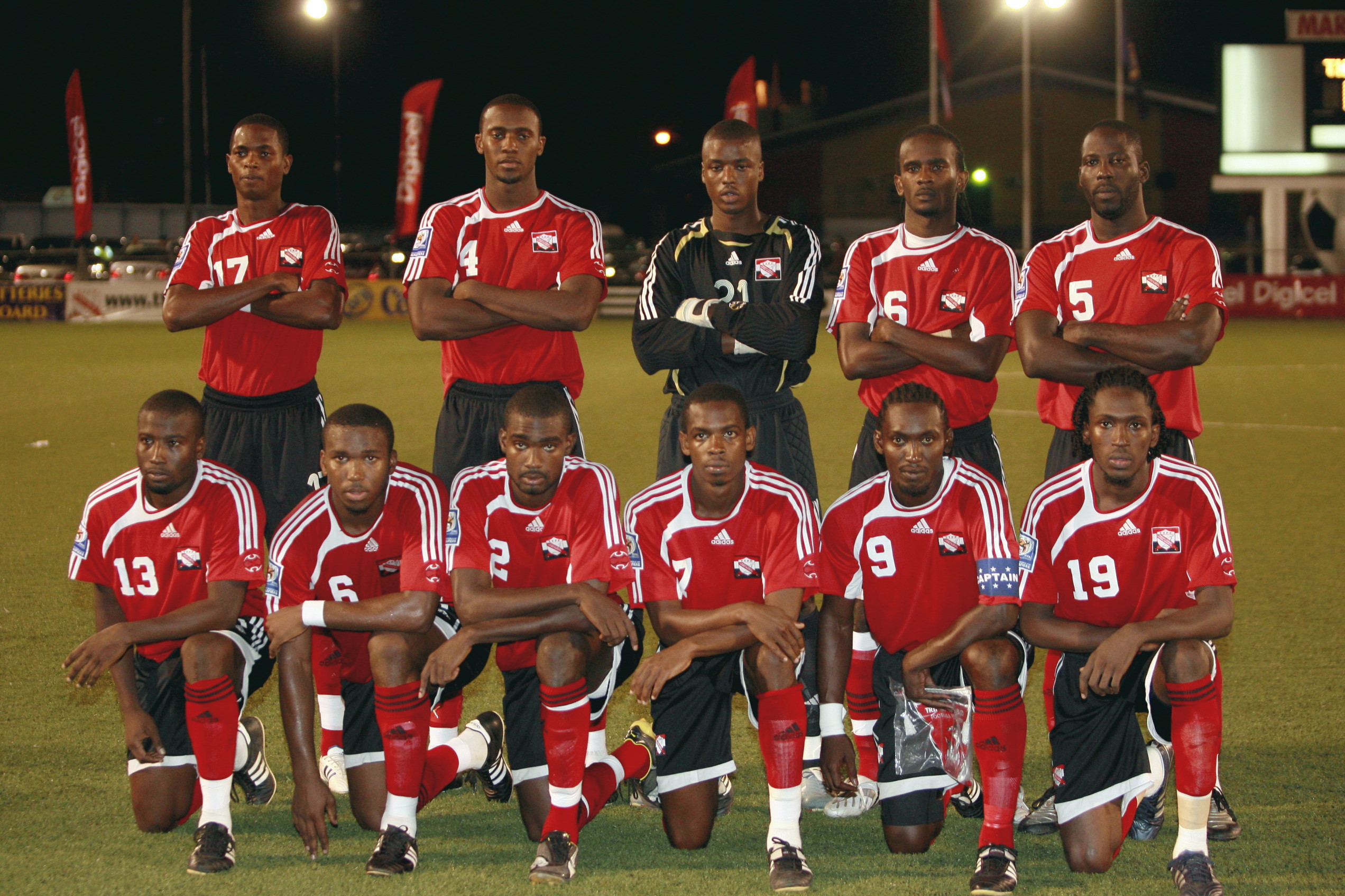 T&T Team line up vs Antigua (Photo: Digicelfotball.com).